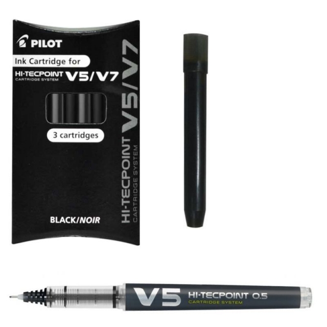 Pack de 3 recambios V5/ V7 Pilot BXS-IC-B-S3 color negro 