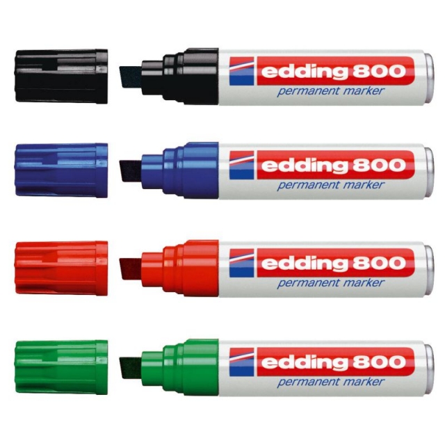 edding 800 rotuladores permanentes - negro - 1 bolígrafo - punta de cincel  0.157-0.472 in - para marcas llamativas - bolígrafos impermeables de secado