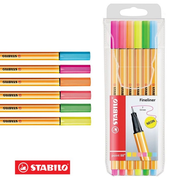 estuche 4 rotuladores stabilo 88-6-1 fluorescente