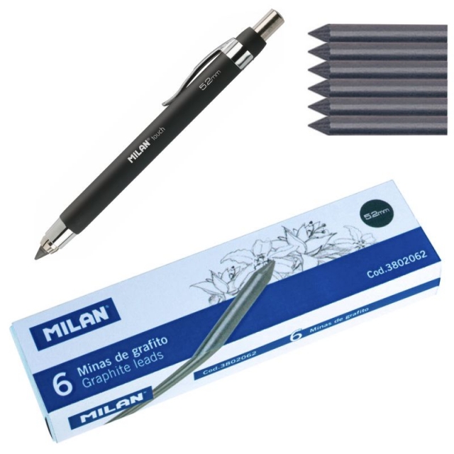 Comprar Minas 5.2 mm, gruesas, de grafito Milan Negro - Caja 6 Tubos