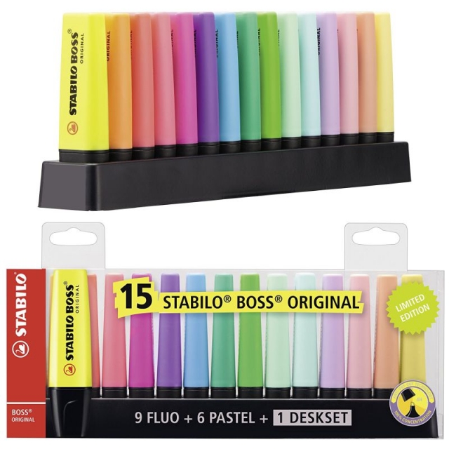 Comprar Pack 15 fluorescentes Stabilo Boss + Soporte