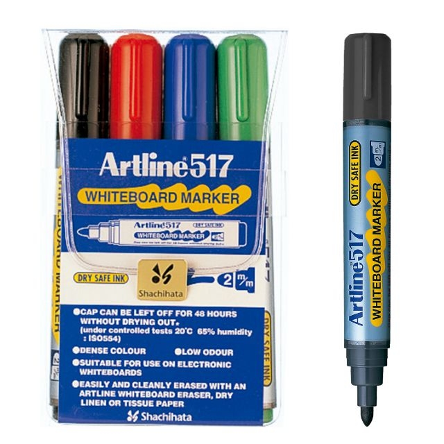 Comprar Pack 4 rotuladores pizarra blanca borrables Artline colores