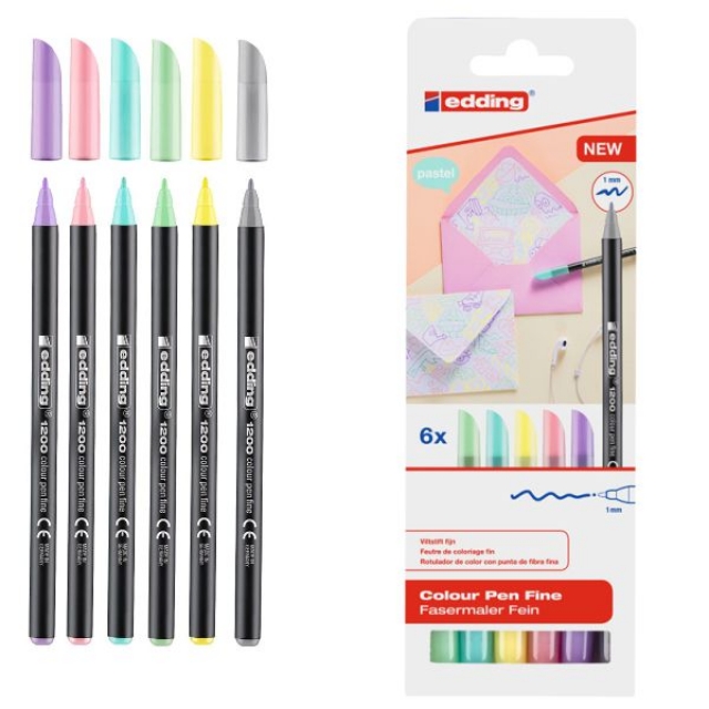 Rotuladores Edding 1200 Pastel, Pack 6 Colores