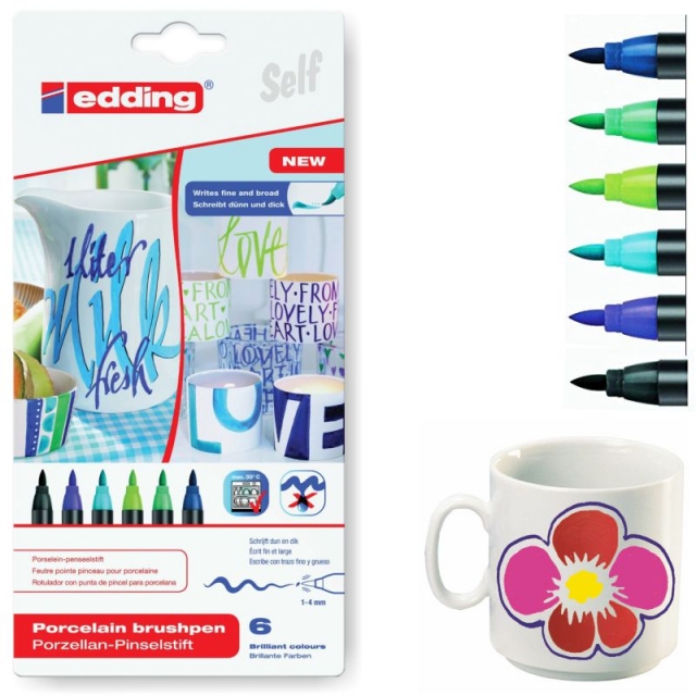 Comprar Rotuladores Edding 4200, 6 colores frios, Porcelana y vidrio