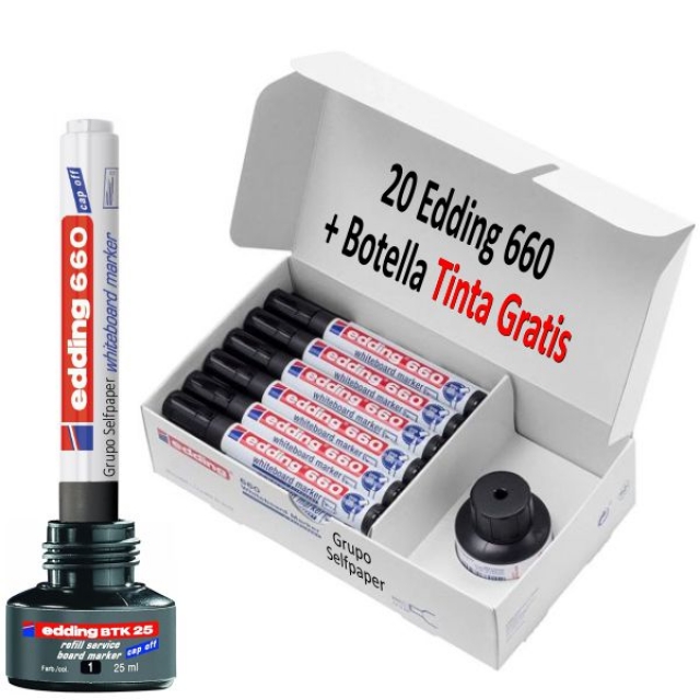 Comprar 20 Rotuladores Edding 660 + Tinta Gratis - color Negro