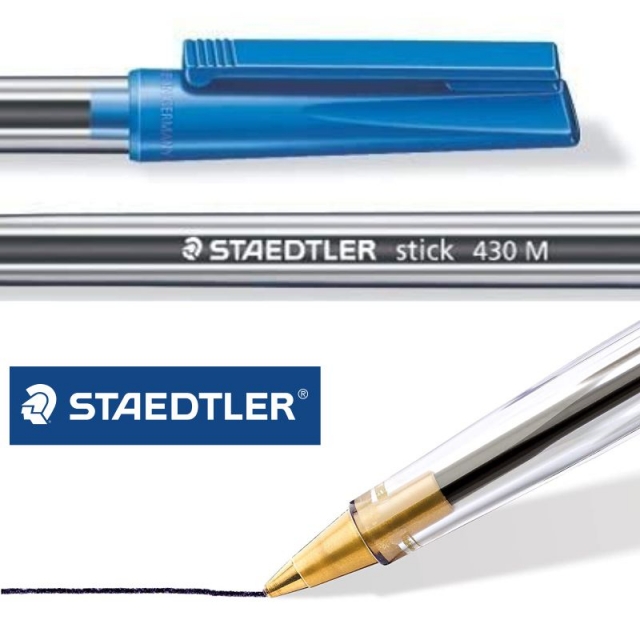 staedtler stick 430m, bolgrafo azul