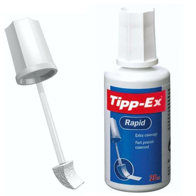 tipp ex rapid frasco de lquido corrector esponja