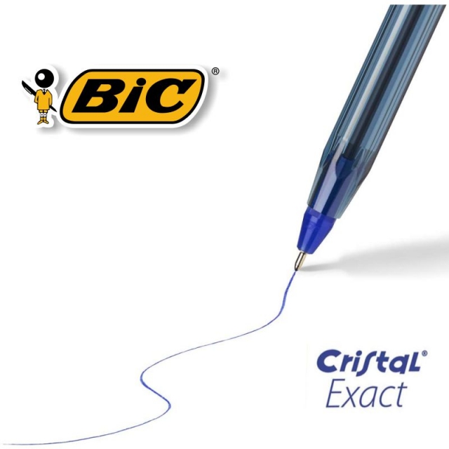Bic Crystal Exact - Bolígrafos de punta fina (0.028 in), color negro, caja  de 20