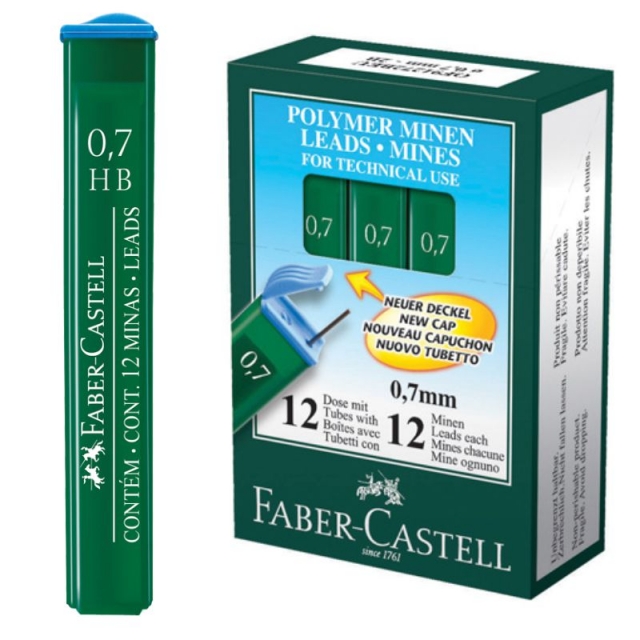 tubo minas faber castell 521700 0 7 mm hb