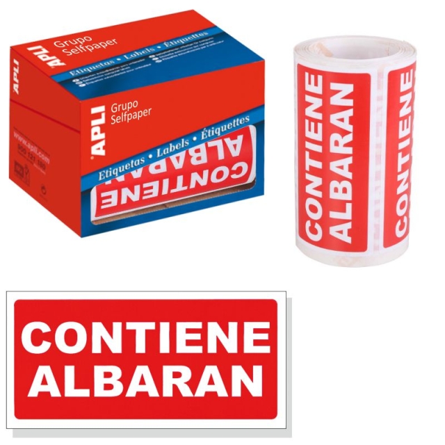 Comprar Etiquetas Contiene Albaran Apli rojo y blanco 200 uds 00295