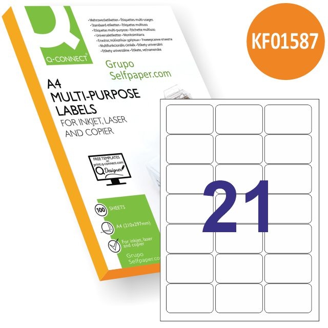 Comprar Etiquetas económicas impresora 21 por hoja 63,5x38,1 mm