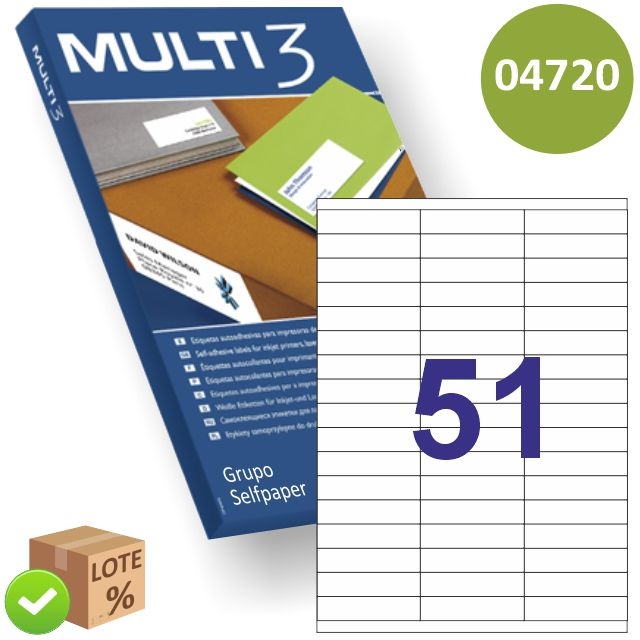 Comprar Etiquetas impresora Din A4 51x, 70x16,9mm corres. Apli 01294