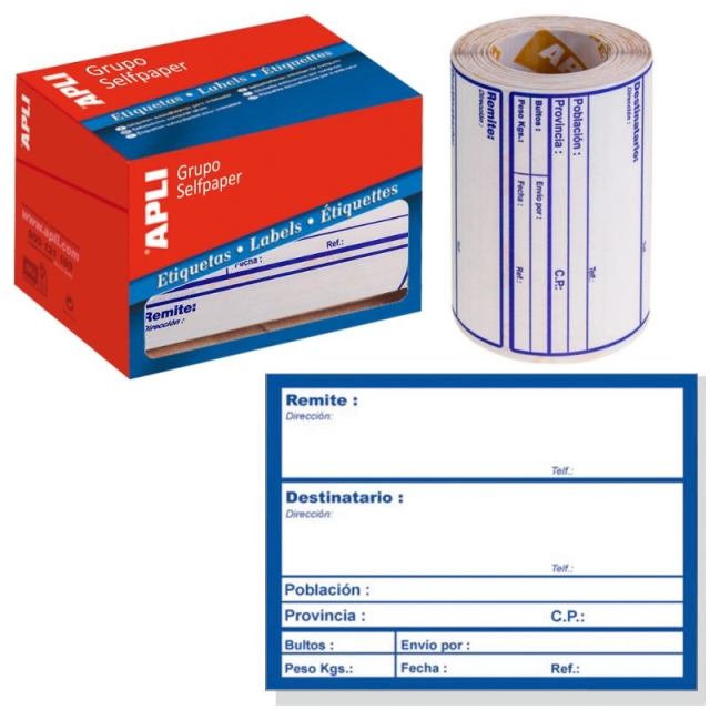 rollo de etiquetas envíos agencia apli 00324