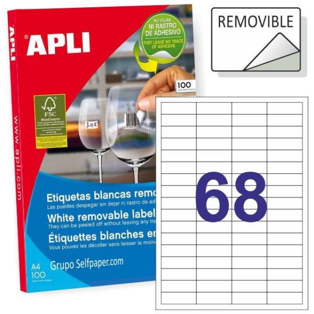 Comprar Apli 03053, Etiquetas removibles 48,5 x 16,9 - 68x - 100 hj