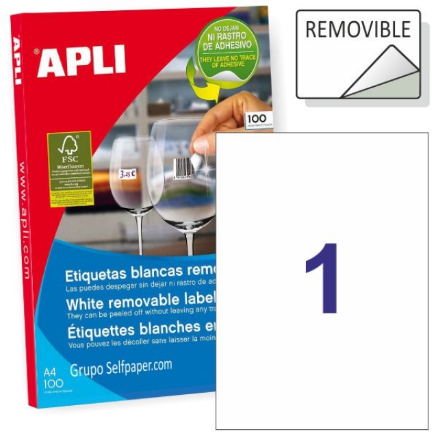Comprar Apli 03060, Etiquetas Din A4, hojas adhesivas removibles 100