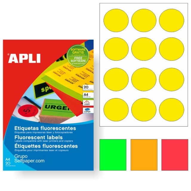 circulos amarillo fluorescente impresora apli