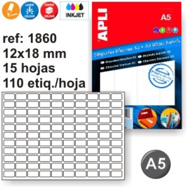 Comprar etiquetas Din A5 manual impresora y fotocopia 12x18mm 110x