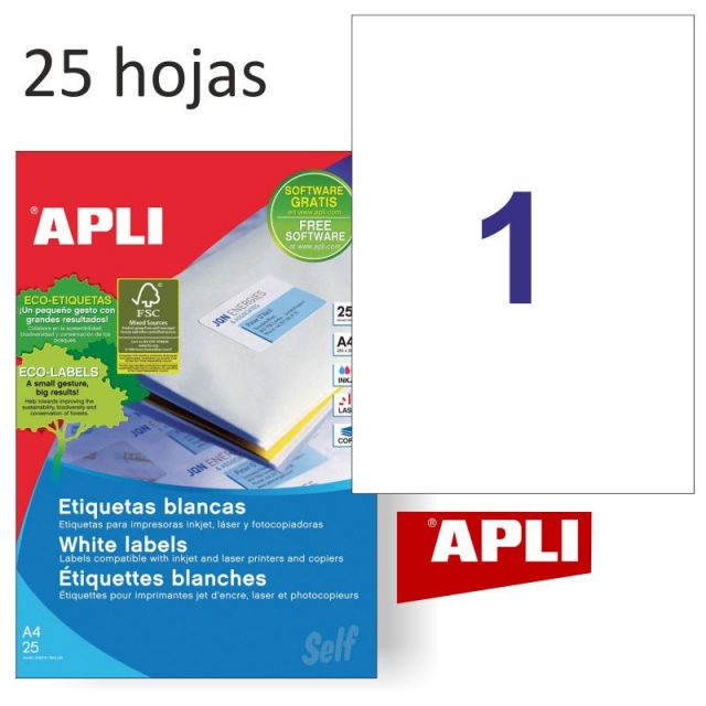 etiqueta para impresora din a4 papel blanco 25