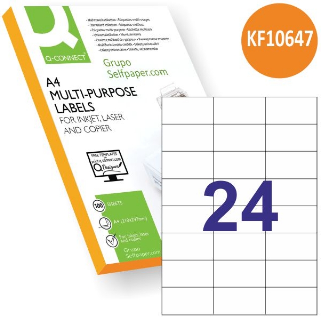 Comprar Etiqueta Q-connect KF10647, 70x37, 24x, Caja 100 hojas