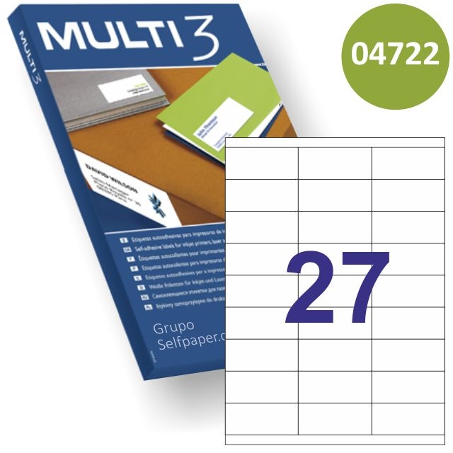 Comprar Etiquetas adhesivas Multi3 04722 - 27x 70x30mm Caja 100