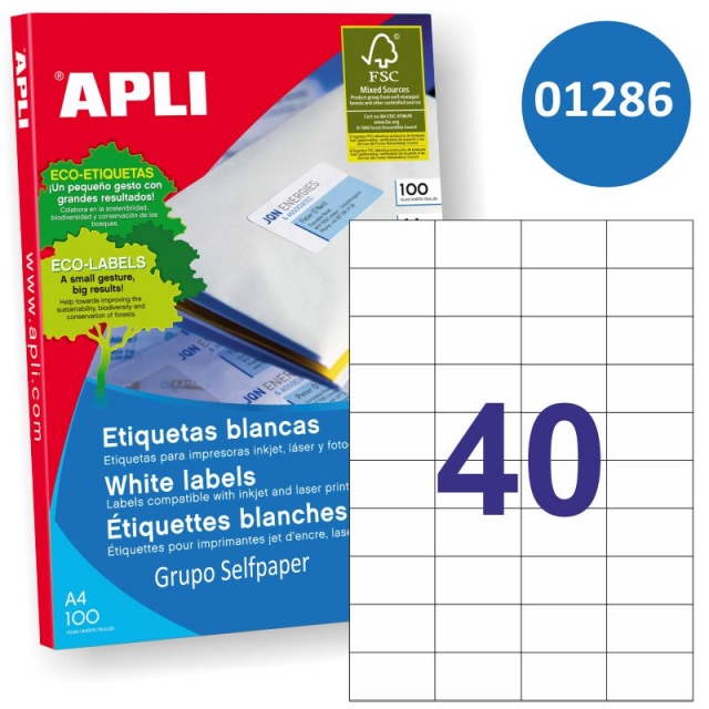 Comprar Etiquetas Apli 1286 - 52.5x29.7mm 40x impresora