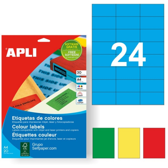Comprar Etiquetas Apli 01592, 70x37 mm color Azul, Pack 20 hojas