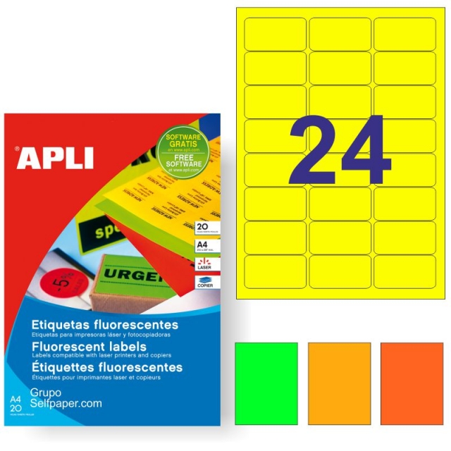 etiquetas apli 02870 amarillo fluorescente 64x33 9