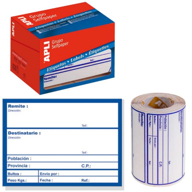 Comprar Etiquetas envíos agencia Apli 00324, Rollo 200 uds.