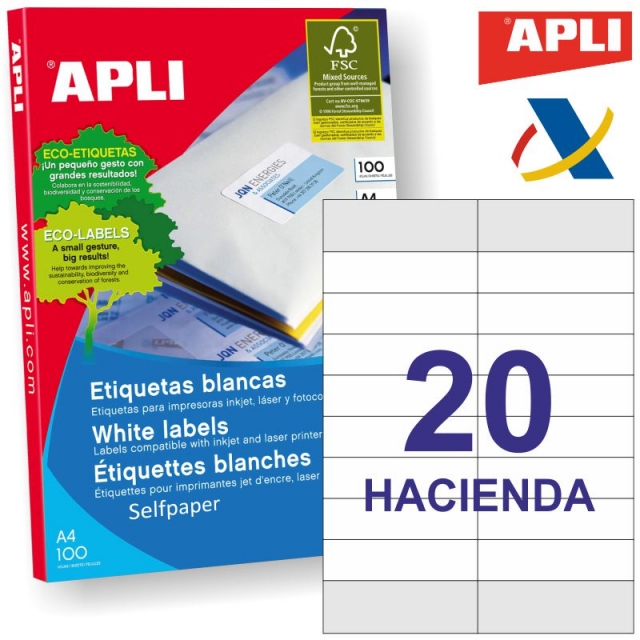 etiquetas hacienda para impresora apli 12330