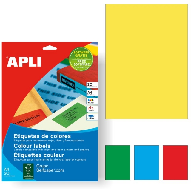 etiquetas impresora a4 color amarillo apli 01599