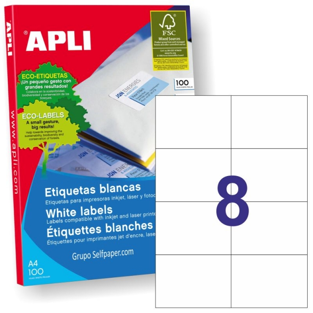 Comprar Etiquetas impresora Apli 1279 - 105x74mm caja 100