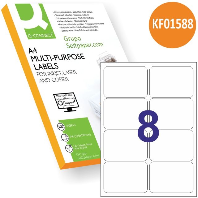 Comprar Etiquetas impresora Q-connect 99,1x67,7, 8x, 100 hojas