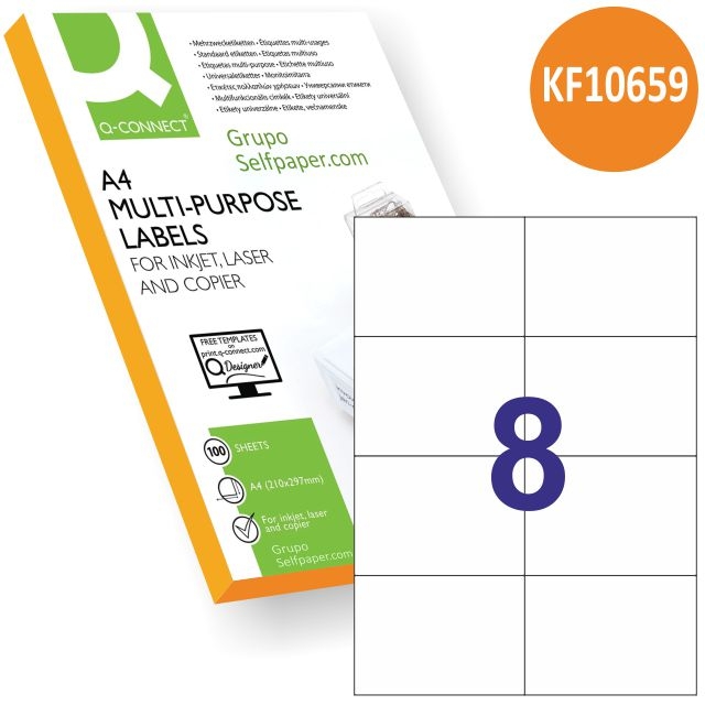 Comprar Etiquetas impresora Q-connect KF10659, 105x74, 8X, C/100