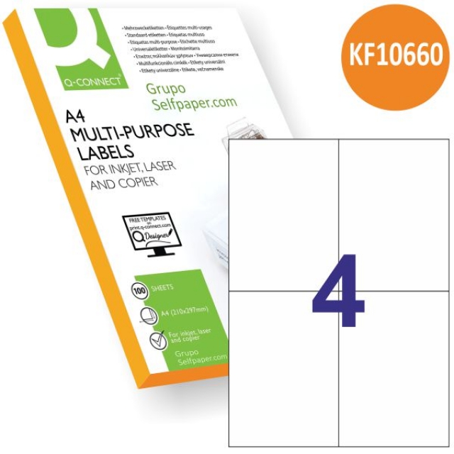 Comprar Etiquetas impresora Q-Connect KF10660, 4 por hoja 105x148,5