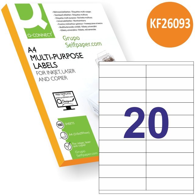Comprar Etiquetas impresora Q-connect 105x29 mm, 20x C/100