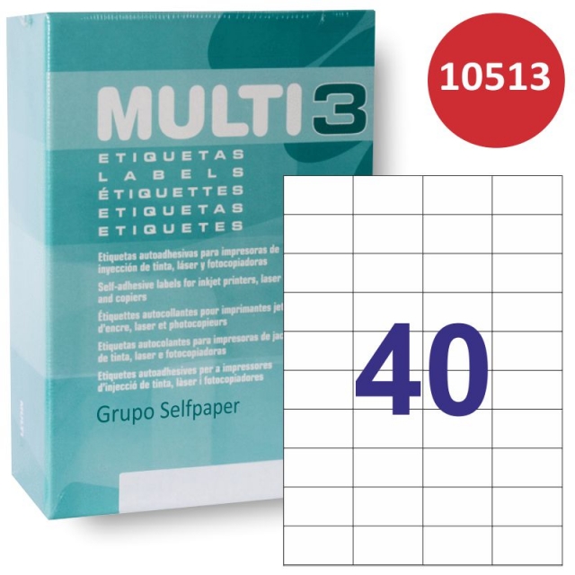 Comprar Etiquetas Multi3 10513 Caja 500 hojas 40x 52.5x29,7mm