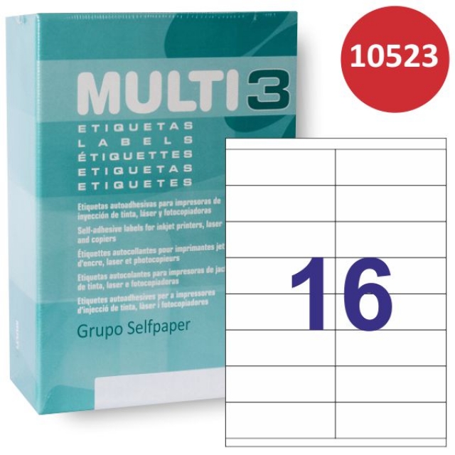 Comprar Etiquetas Multi3 10523 16x 105x35mm, 500 h. Corr. Apli 01794