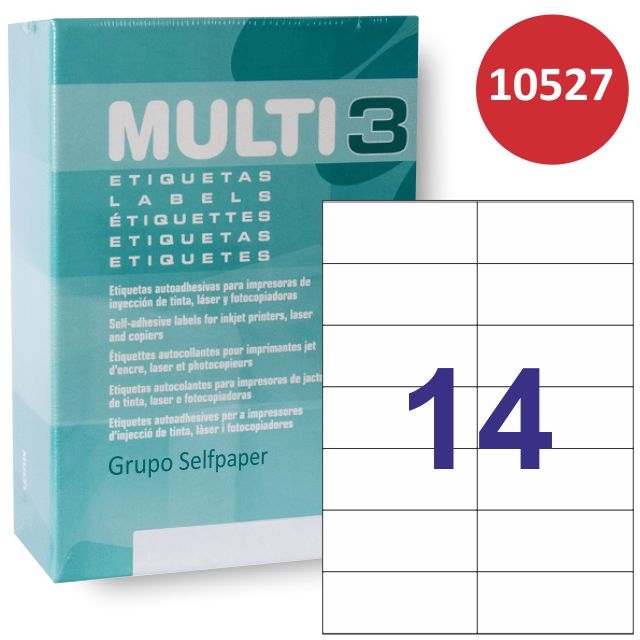 Comprar Etiquetas Multi3 10527, caja 500 hjs 14x, 105x42,4 impresora