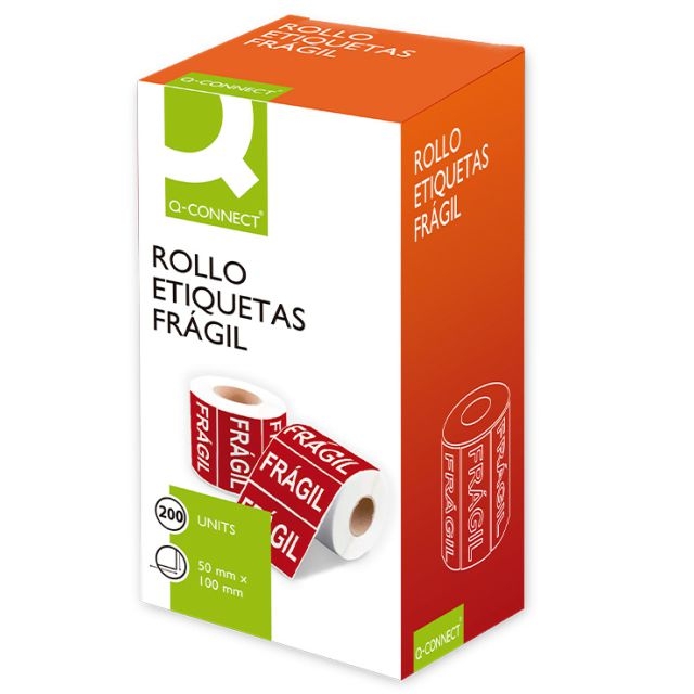 etiquetas q connect fragil 50x100 mm rollo