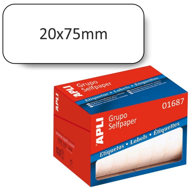Comprar Etiquetas Rollo Apli 01687 - 20x75 mm 1000 Uds.