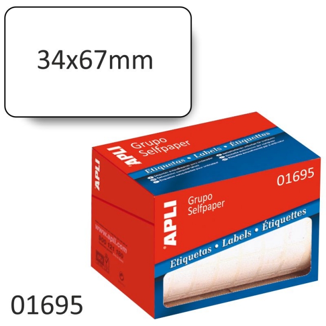 Comprar Etiquetas Rollo Apli 1695 - 34x67 mm - 600 Uds.