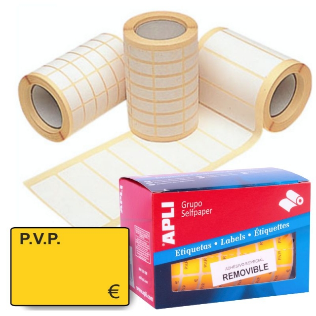 Comprar Etiquetas Rollo PVP 12x18 naranja removible poner precio