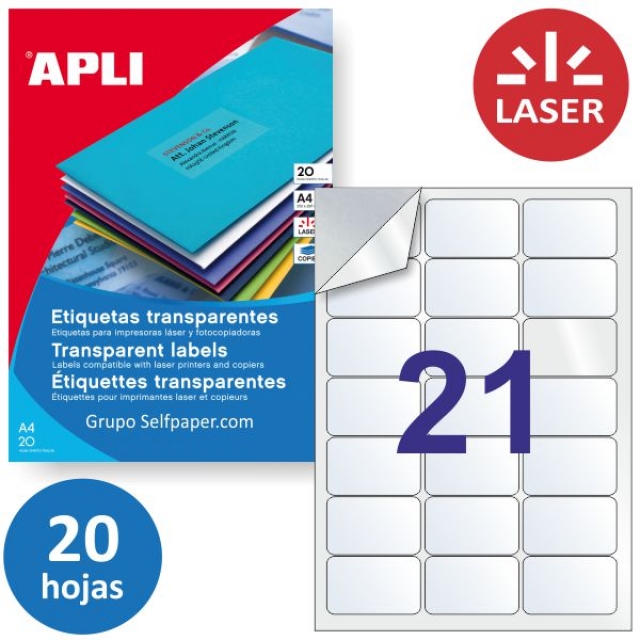 Comprar Etiquetas transparentes impresora láser frio Intemperie 21x
