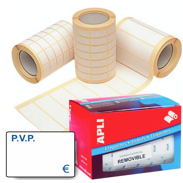 Comprar Etiqueta Rollo PVP Euros 12x18 Blanco poner precio removible