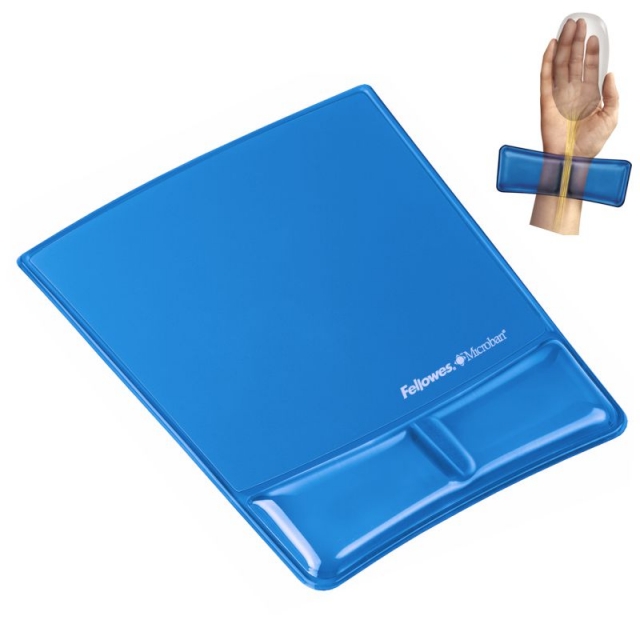 Comprar Alfombrilla ratón de gel, con Reposamuñecas cuadrada azul