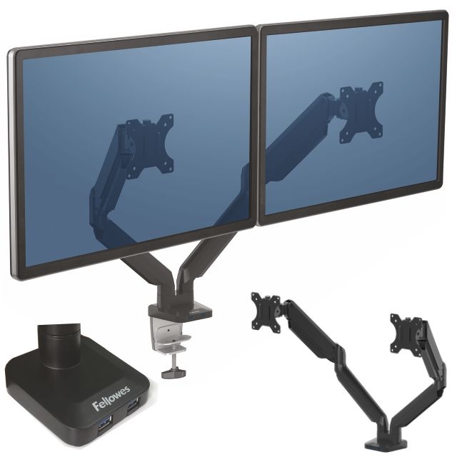 Comprar Brazo monitores doble 2 pantallas Fellowes Platinum negro