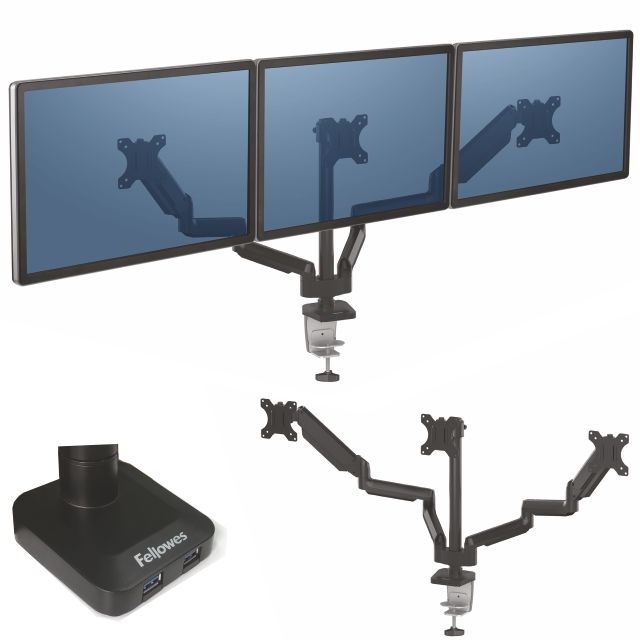 Comprar Brazo soporte monitor triple, 3 pantallas, Fellowes Platinum