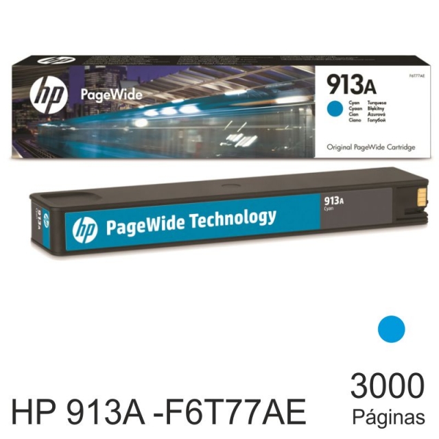 Comprar Cartucho Original HP 913A color azul Cyan F6T77AE Pagewide