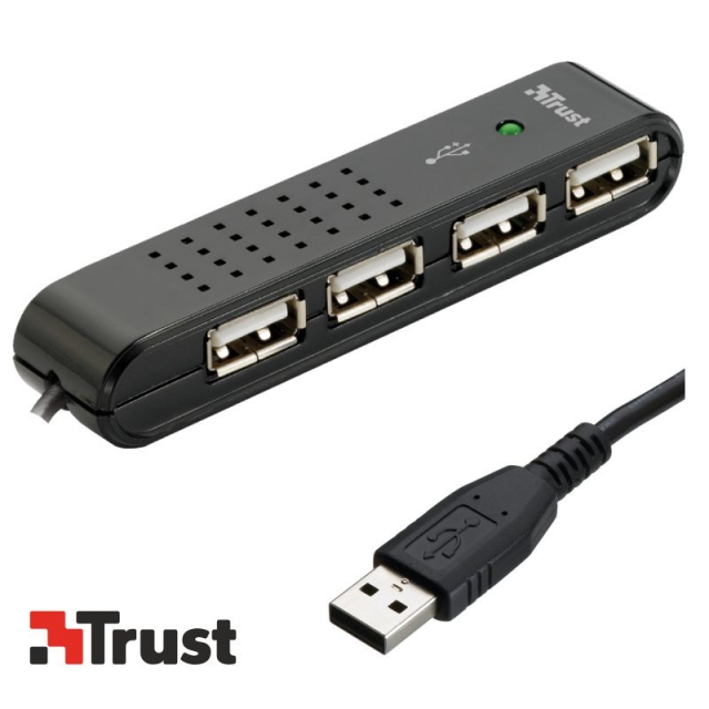 concentrador usb 20 hub 4 puertos trust vecco