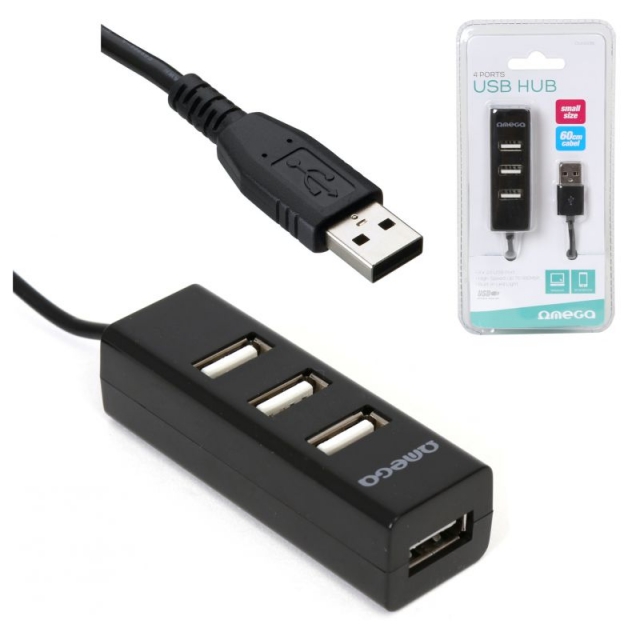 hub ladron usb con 4 puertos omega ouh243b